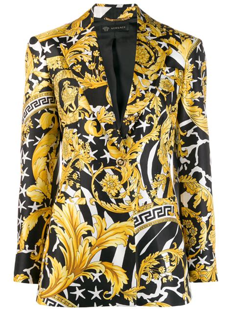 versace savage baroque silk one-button blazer